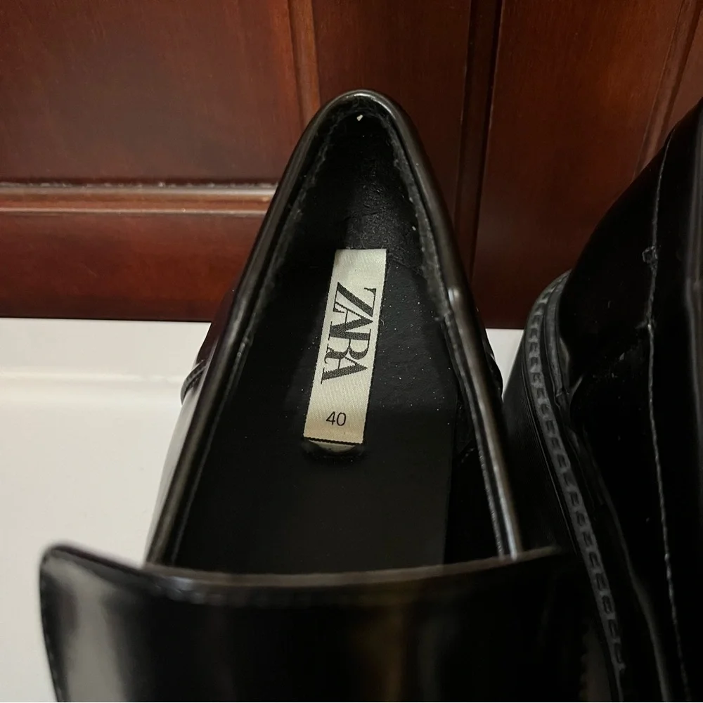 Zara Black Chunky Penny Loafers
